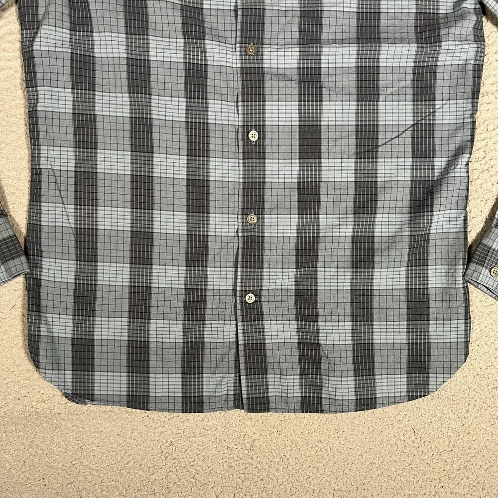 John Varvatos Shirt Mens Medium Plaid Button Up 100% Cotton Casual Preppy‎ Slim